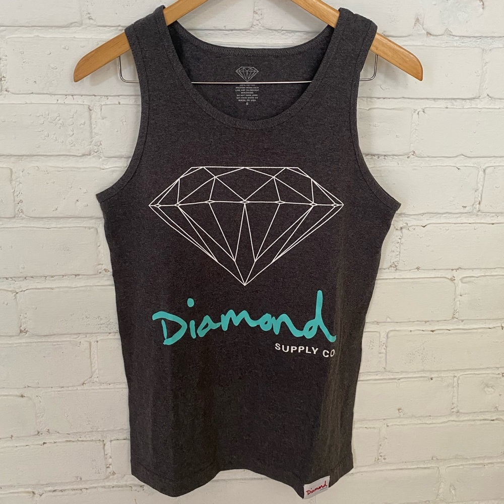 Diamond Supply Co Men Cotton Gray Tank Top